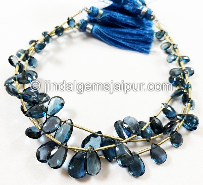 London Blue Topaz Far Faceted Pear Beads
